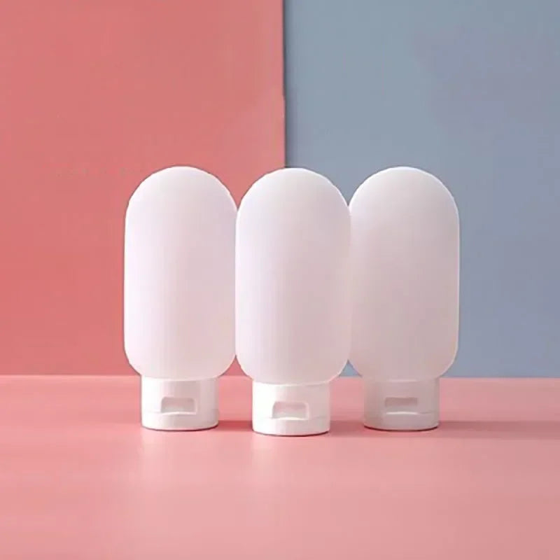 3/4 Pcs 60ml Travel Refillable Silicone Bottles - Empty Lotion, Shampoo & Cosmetic Squeeze Containers for Makeup