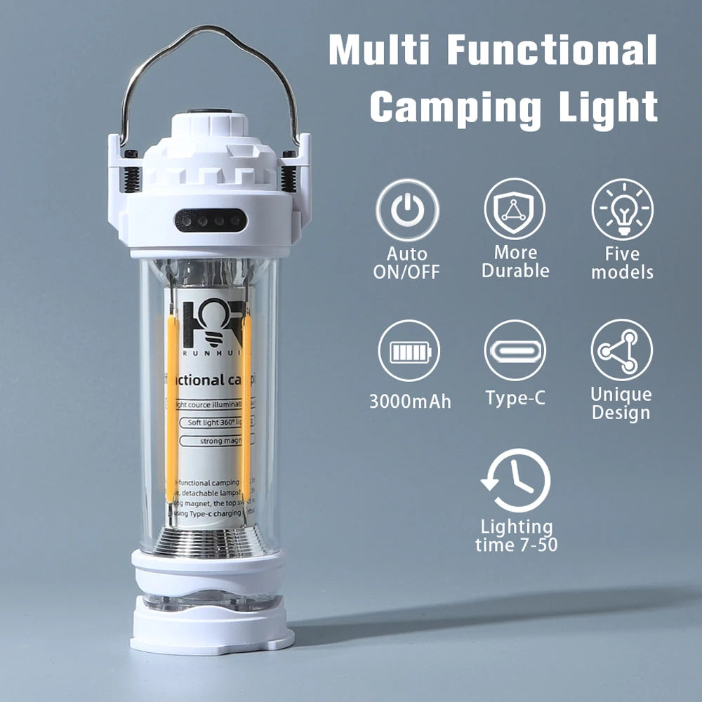 DOTWISE 3000mAh Retro Camping Lantern - Portable Waterproof Outdoor Tent Light & Decorative Atmosphere Lamp