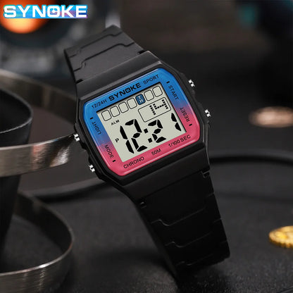 SYNOKE Unisex LED Digital Sports Watch - Waterproof Luminous Electronic Wristwatch for Kids & Adults