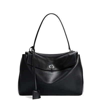 New Rodeobag Leather Kelly Bag — Women’s Large Capacity Fashion Handbag with Advanced Lock, High-End Underarm Bag