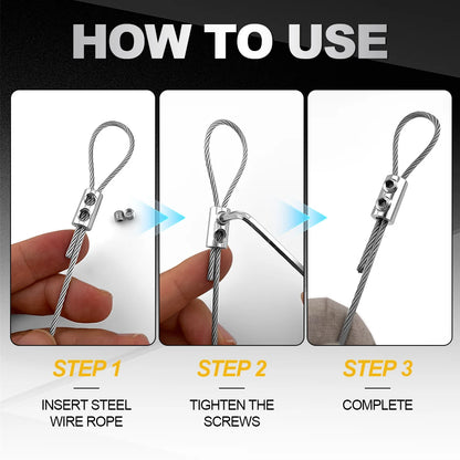 5/10/20/50/100pcs Steel Wire Rope Cable Clamps – Metal Copper Clips & Stainless Steel Sling Tools (Fastening Accessories)