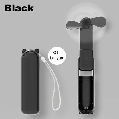 Portable Mini Handheld Fan | 2000mAh USB Rechargeable Foldable Fan with 3 Speeds & Power Bank for Travel
