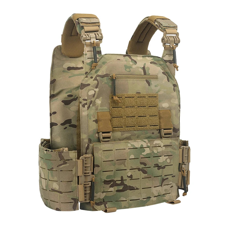 New 6094 Tactical Vest – Quick Detachable, Lightweight Laser-Cut Combat Gear with Protective Plate Carrier