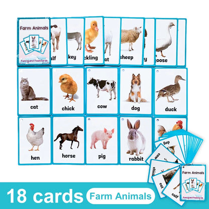 Kids English Vocabulary Flashcards - 26 Themes Fruits Animals Vehicles & Learning Activity Cards