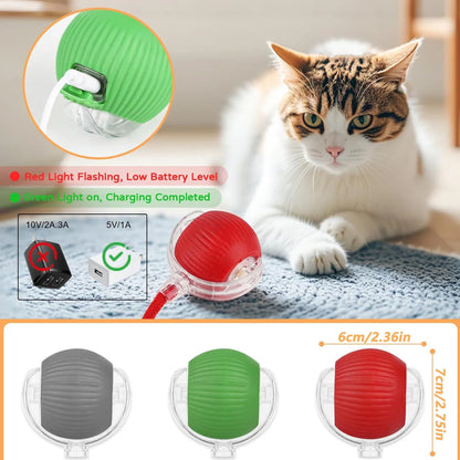 iLMH Smart Cat Interactive Ball Toy - Rechargeable Automatic Rolling Mouse Toy with Faux Tail for Pet Training & Play