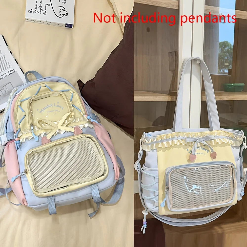 Women’s 2-Piece Backpack Set – Cute Lace Lightweight School Bag, Fashion Back-to-School Bookbag for Girls