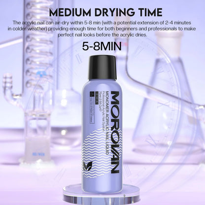 Morovan Monomer Acrylic Nail Liquid Kit — MMA-Free Formula with Nail Dehydrator & Primer for Nail Extensions