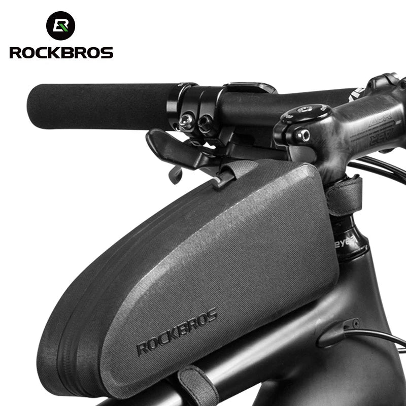 ROCKBROS Waterproof Bicycle Frame Bag – Large Capacity Top Tube MTB & Road Bike Pannier, Black Cycling Accessory