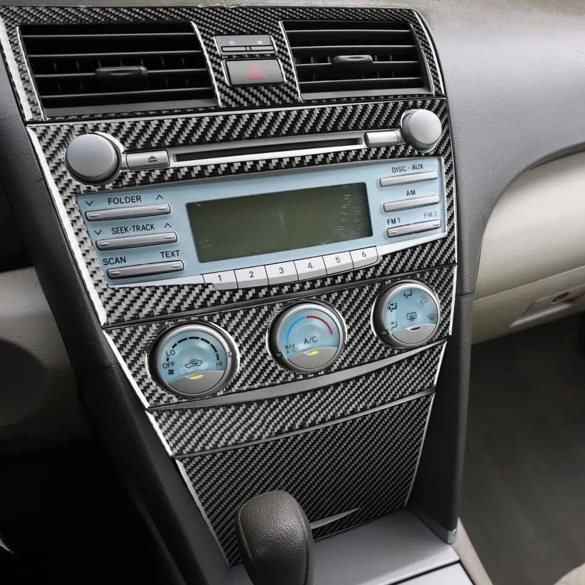 Toyota Camry 2007–2011 Carbon Fiber Interior Trim Set - Center Console, Gear Shift & Air Vent Decorative Covers