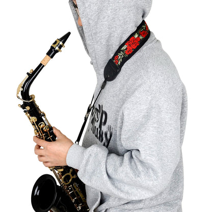 Saxophone Neck Strap - Adjustable Leather Universal Fit for Soprano, Alto, Tenor Sax with Secure Closed Hooks