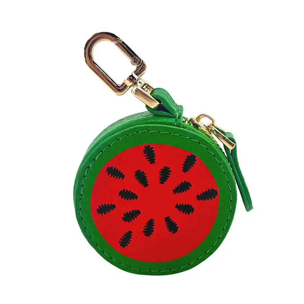 Cute Fruit-Shaped Leather Coin Purse – Mini Zipper Wallet & Earphone Bag Keychain Pendant for Women & Girls Gift