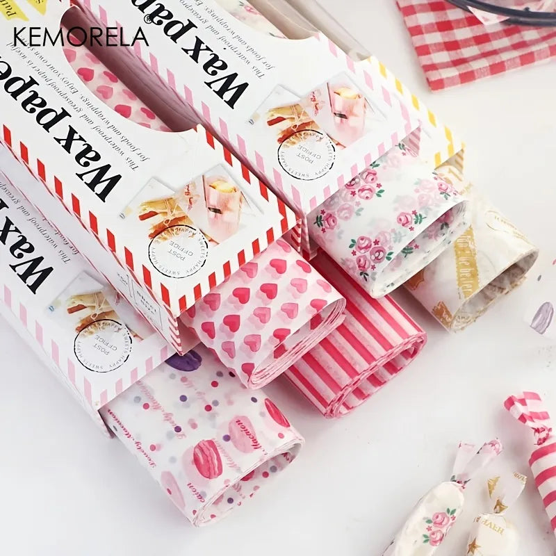 Wax Paper Food Wrappers 50Pcs/Lot | Food Grade Grease Paper for Bread, Sandwich, Burger | Oilpaper Baking Tool by KEMORELA