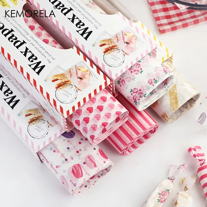 Wax Paper Food Wrappers 50Pcs/Lot | Food Grade Grease Paper for Bread, Sandwich, Burger | Oilpaper Baking Tool by KEMORELA