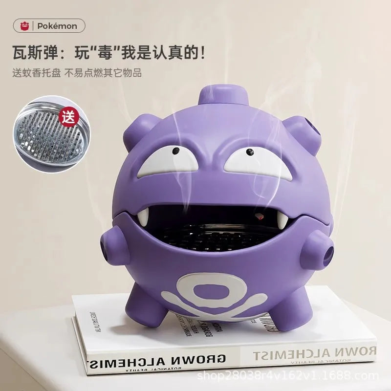 Cartoon Koffing & Gastly Mosquito Coil Tray – Cute Anime Incense Holder, Indoor Desktop & Car Decoration, Grimer Figure Toy
