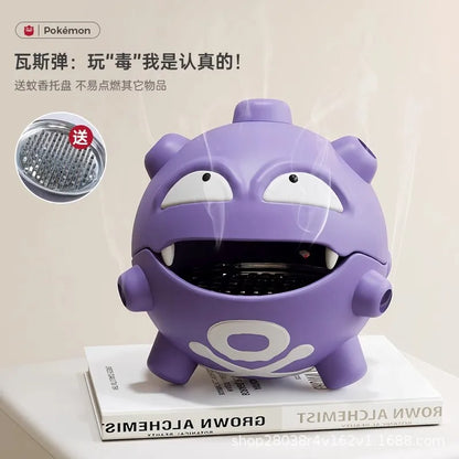 Cartoon Koffing & Gastly Mosquito Coil Tray – Cute Anime Incense Holder, Indoor Desktop & Car Decoration, Grimer Figure Toy