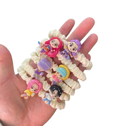 6PCS Demon Hunter Cartoon Hair Ties — Cute Anime Kawaii Elastic Hair Ropes Set for Women & Girls Ponytail Holders