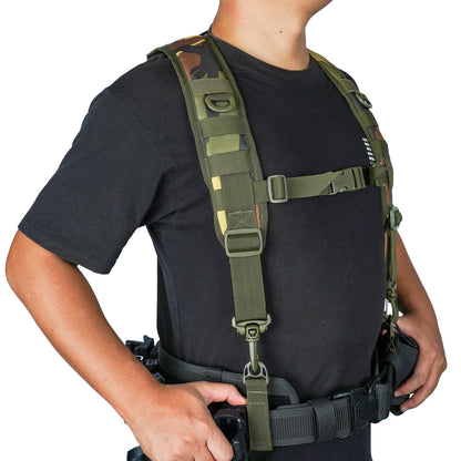 Tactical Police Suspenders — Adjustable Duty Belt Harness with 4 Tool Belt Loops for Law Enforcement