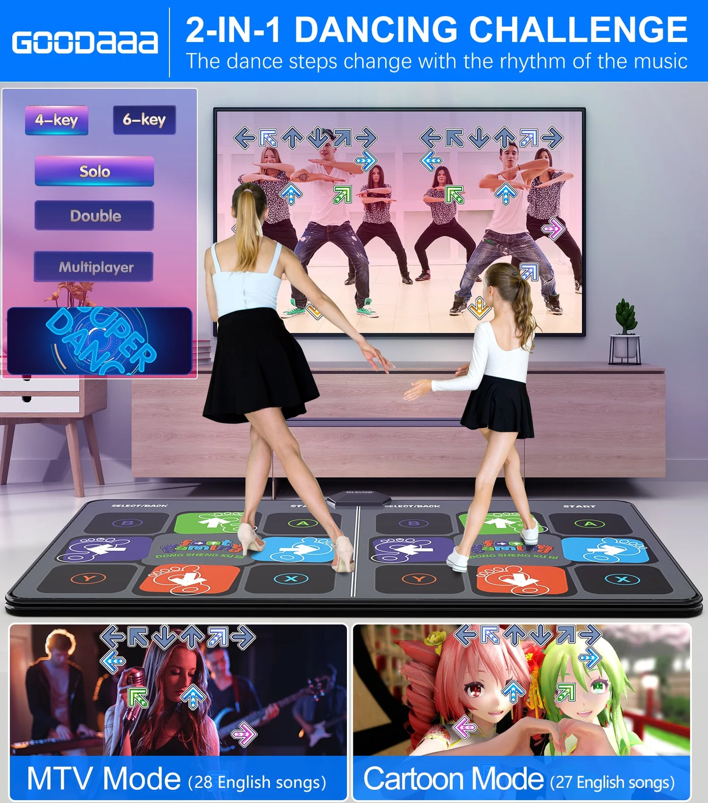 Dance Mat Game — Wireless Folding Fitness & Music Carpet for TV/PC | Anti-Slip Double Controller Family Sports Game