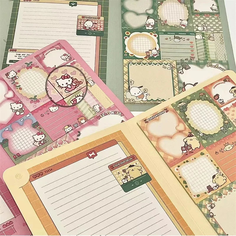 Kawaii Cartoon Sticky Notes – Hello Kitty, My Melody, Cinnamoroll & Kuromi Notebook, Cute School & Office Stationery