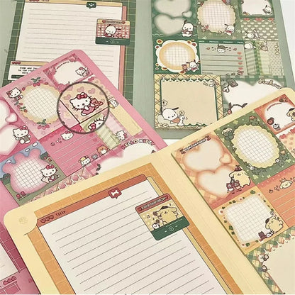Kawaii Cartoon Sticky Notes – Hello Kitty, My Melody, Cinnamoroll & Kuromi Notebook, Cute School & Office Stationery