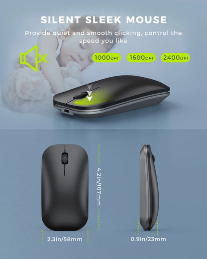 Seenda Wireless Bluetooth Keyboard and Mouse Combo – Multi-Device Rechargeable Slim Set for Windows, MacBook Pro & Air