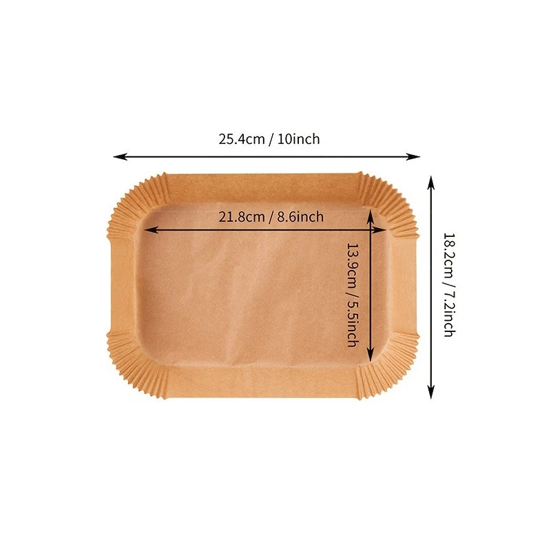 Air Fryer Disposable Paper Liners - Oil Proof, Waterproof Baking Paper in Round, Square & Rectangle for Kitchen & Party Supplies