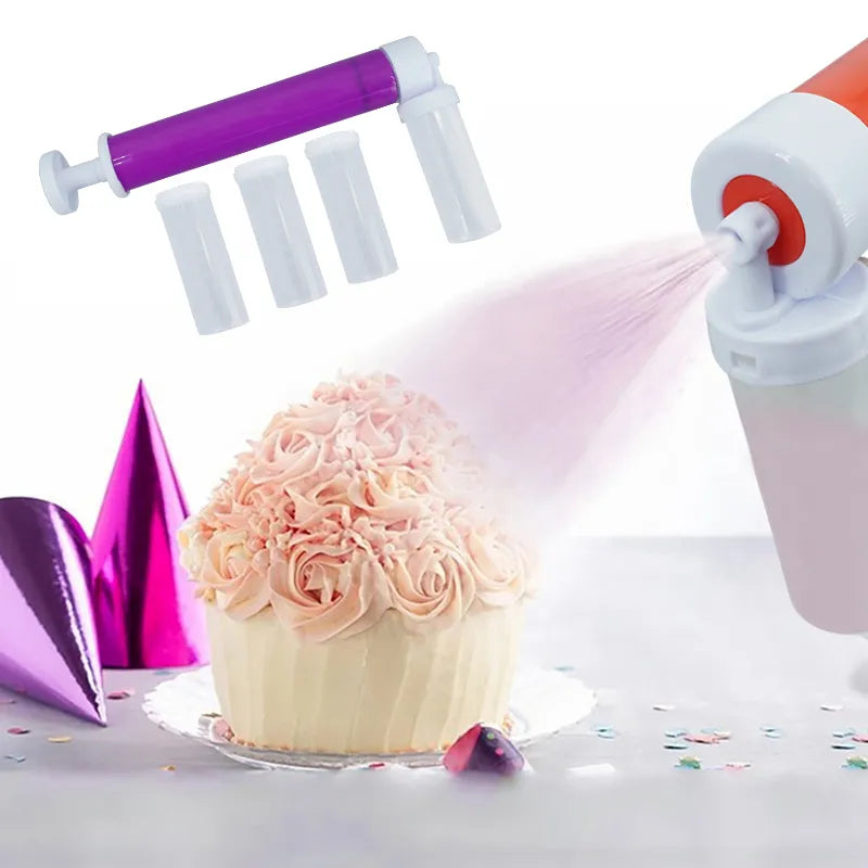 Cake Coloring Tools - Manual Airbrush for Baking Decoration, Cupcakes, Desserts, and Mousse - Kitchen Pastry Spray Gun and Sandblasting Accessories