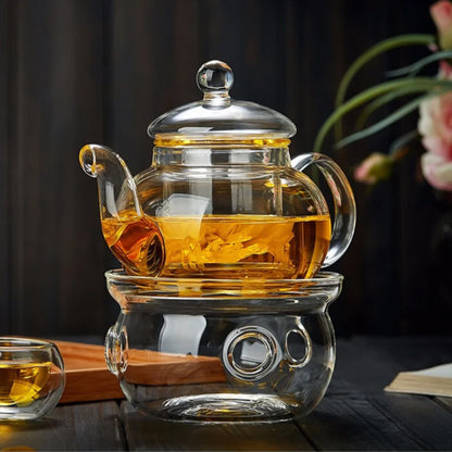 400ml/1000ml Heat-Resistant Glass Teapot – Kung Fu Teaware Set with Tea Strainer for Puer, Oolong, Barley