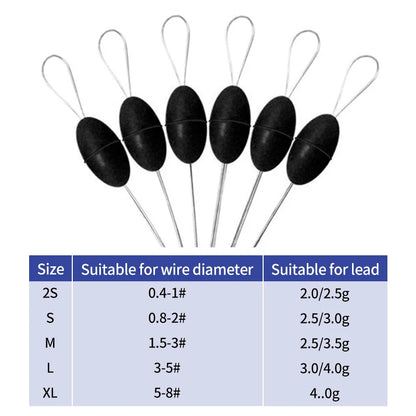 60pcs Rubber Space Bean Fishing Stoppers – 10-Group Oval Float Stopper Set for Carp & Fly Fishing