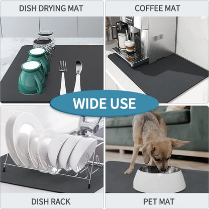 Absorbent Coffee Mats | Solid Color Tableware, Dish Drying Pad, Bottle Placemat & Kitchen Floor Rug