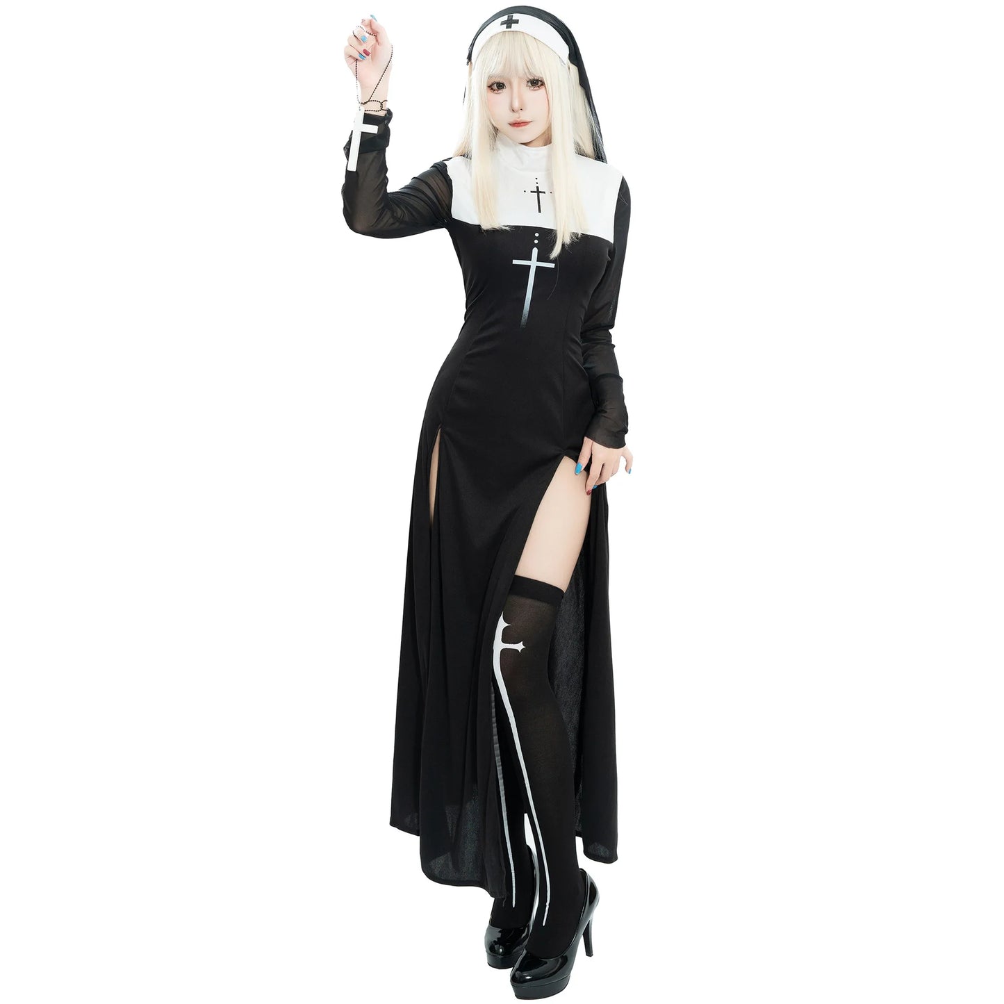 Women’s Anime Nun Cosplay Costume - Halloween Sister Uniform for Shows, Parties & Performances
