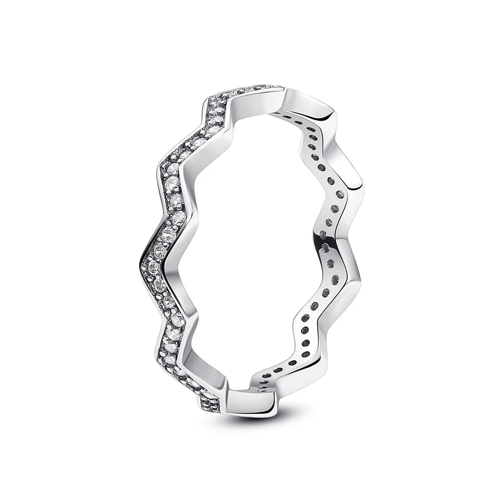 925 Sterling Silver Women’s Ring – Crown, Heart & Wishbone Design with Crystal, Rose Gold Engagement & Wedding Jewelry