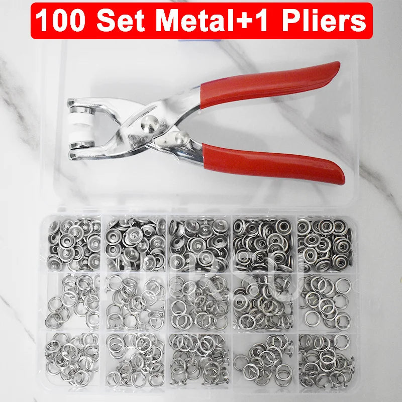 9.5mm Metal Hollow Five-Claw Snap Button — DIY Sewing & Craft Installation Tool for Clothes and Bags