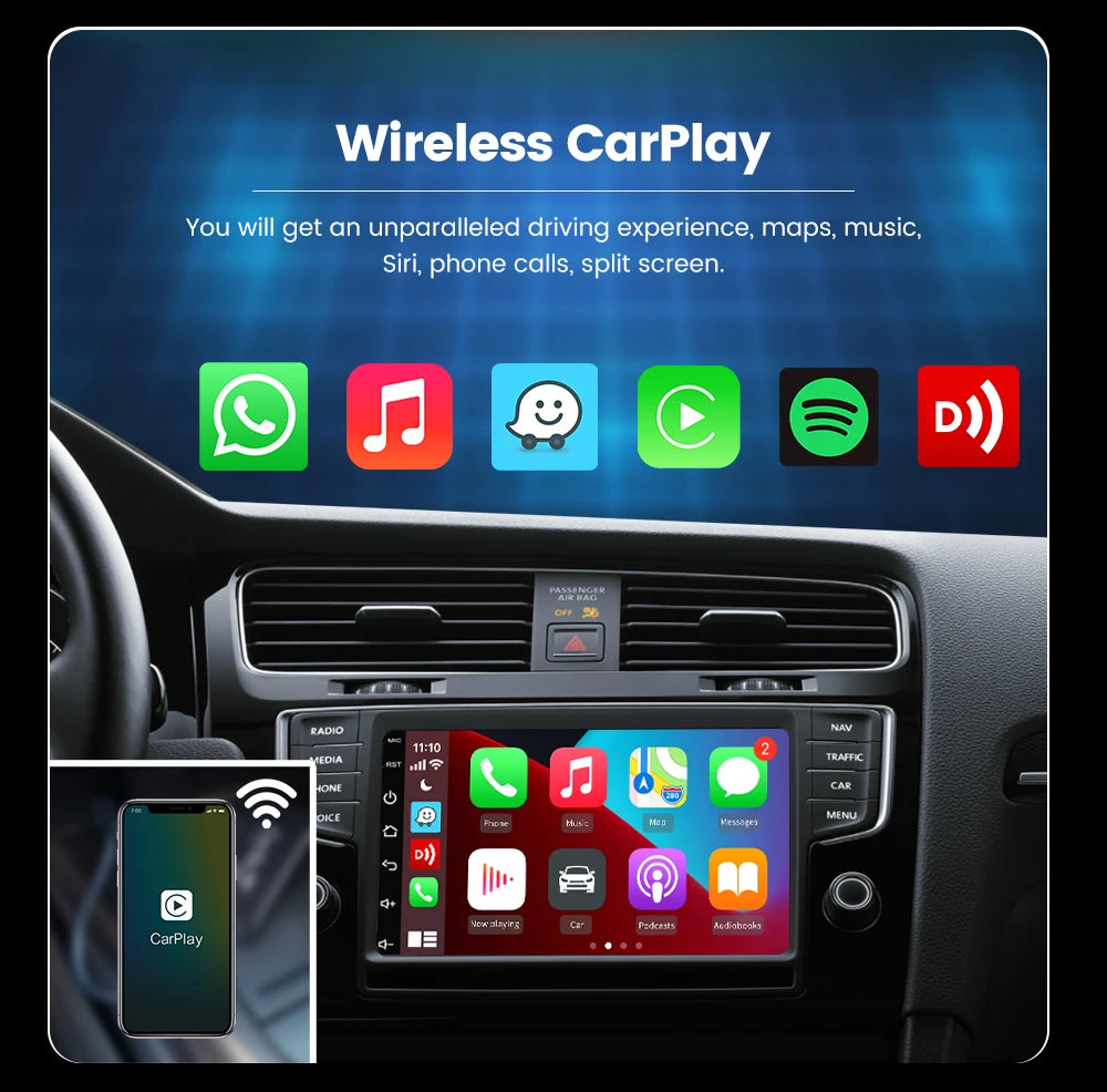 CarlinKit Wireless CarPlay & Android Auto USB Adapter – Wireless Dongle for Car Multimedia, MirrorLink, Waze & Spotify