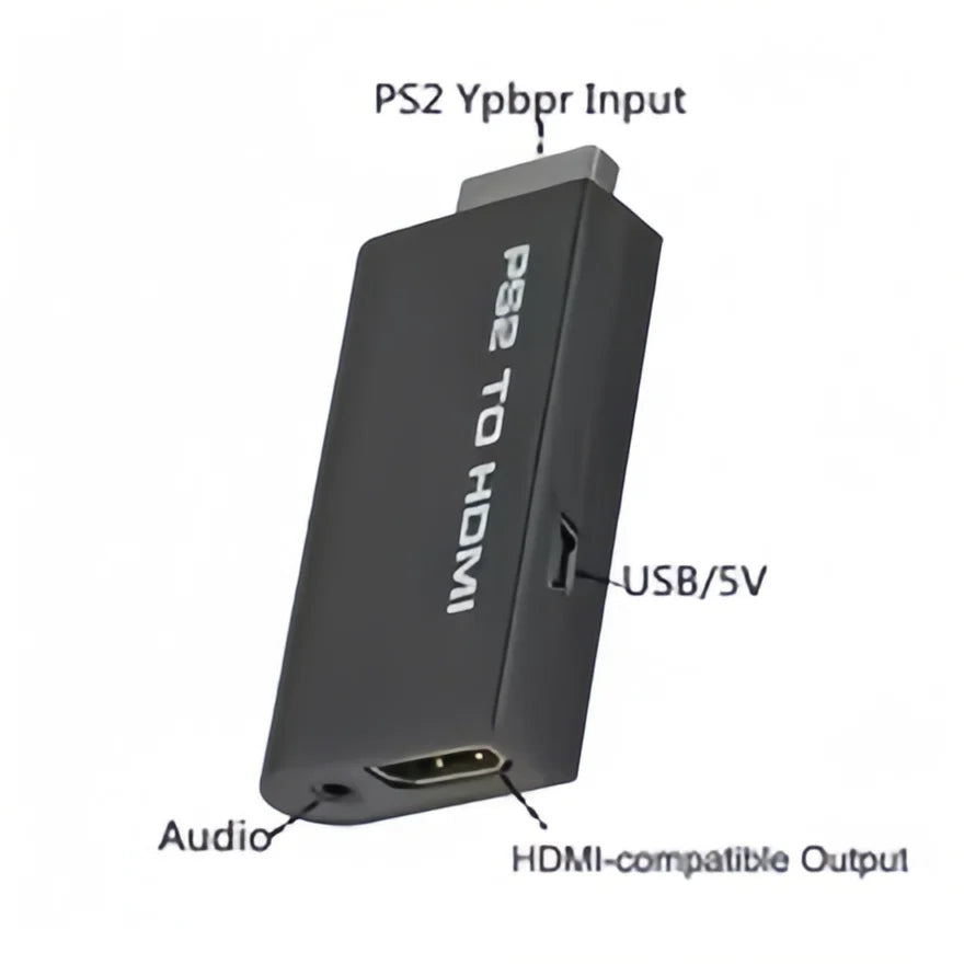 PS2 to HDMI Converter Adapter – 1080P Full HD with 3.5mm Audio, Supports All PS2 Display Modes
