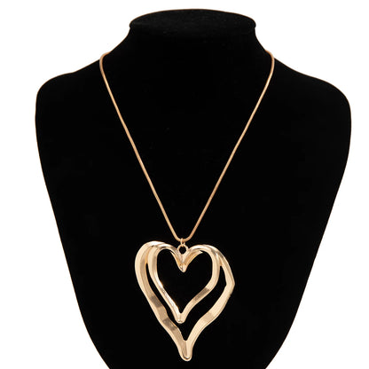 PuRui Punk Double Heart Ring Pendant Choker – Thin Metal Snake Chain Necklace for Women, Party Jewelry Collar