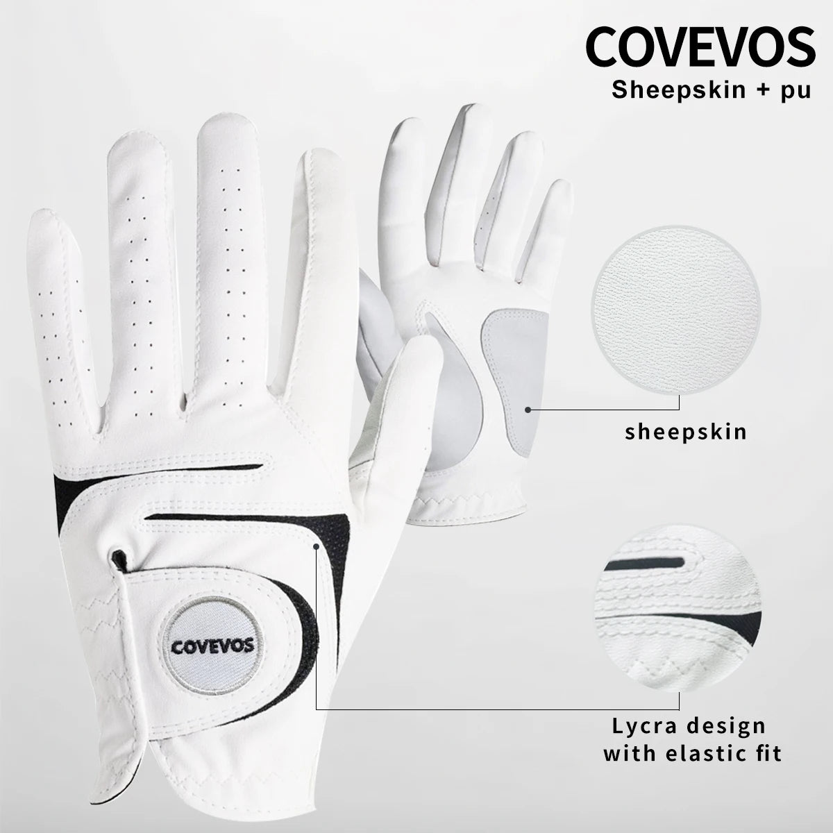 Premium PU and Lambskin Golf Glove - Soft, Comfortable Grip for Golfers