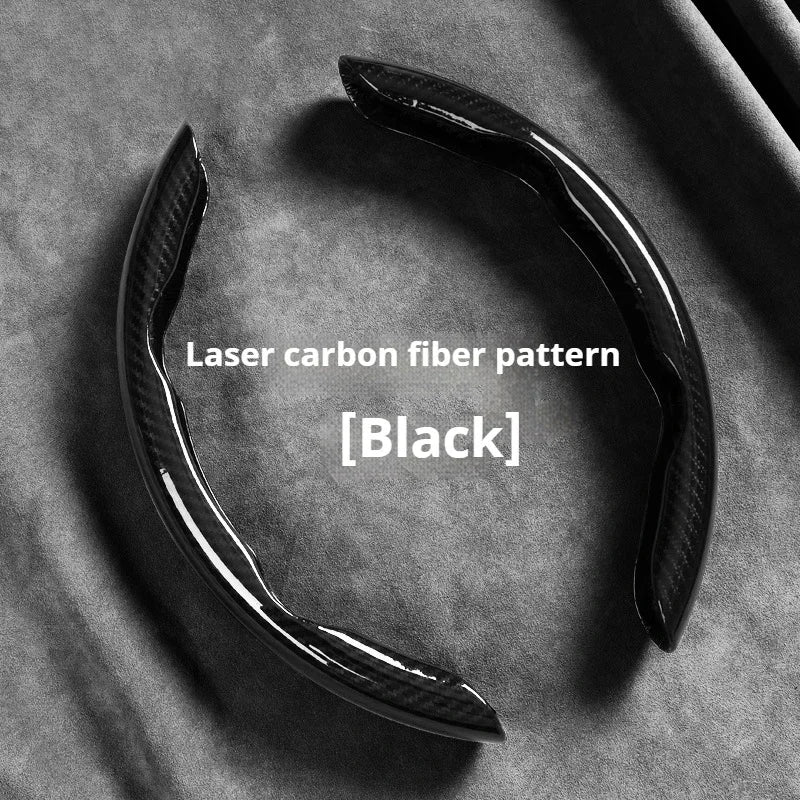 2-Piece Carbon Fiber Silicone Steering Wheel Cover — 38cm (15 Inch) Anti-Skid Car Accessory
