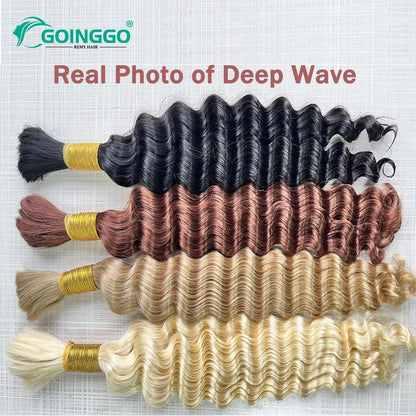 Pre-Colored Brazilian Deep Wave Bulk Human Hair - No Weft, Remy Hair Extensions, 14-28 Inch for Crochet Braids