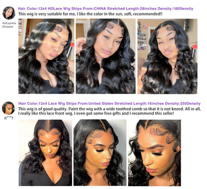 200 Density 30-40 Inch 13x6 HD Lace Frontal Body Wave Wig – Remy Human Hair, 13x4 Lace Front Wig for Black Women