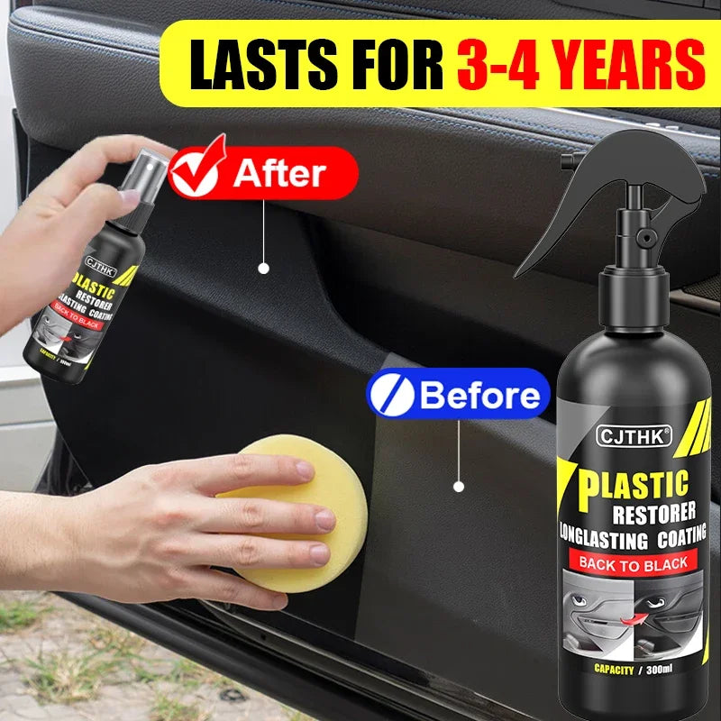 Car Plastic Restorer - Back to Black Gloss Renovator, Long-Lasting Coating for Leather & Auto Polish Cleaning
