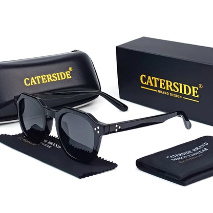 CATERSIDE Retro Polarized Sunglasses – Ultralight TR90 Frame Polygon Style for Men & Women, High-Quality Travel Eyewear