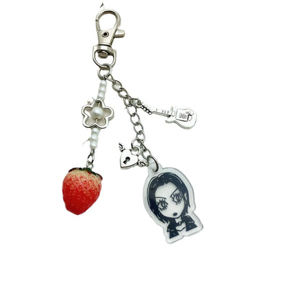 Ai Yazawa Nana Anime Heart & Strawberry Phone Charm Keychain – Y2K Handmade Jewelry