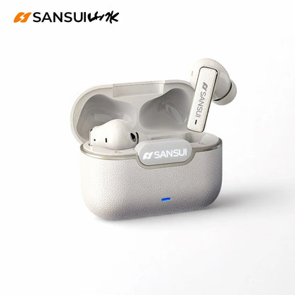 Sansui W28 ANC Bluetooth Earbuds – -52dB Noise Cancelling, 6-Mic HD Calls, In-Ear Detection, Comfort Fit for Sports & Work