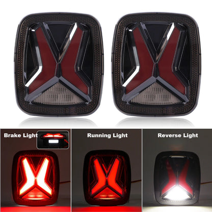 LED Rear Tail Lights for Jeep Wrangler CJ TJ YJ 1998–2006 – X-Shape Smoked Brake & DRL Lamps 12V Universal Fit