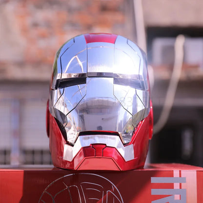 1:1 Iron Man Helmet Mk5 to Mk50 – Avengers War Machine Cosplay with Electric Open/Close, English Voice & Remote Control, Christmas Gift Toy