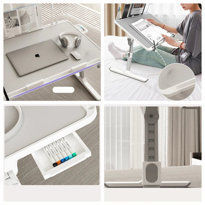 Adjustable Laptop Bed Tray Table – Portable Foldable Standing Desk with Storage Drawer for Sofa & Lap Use