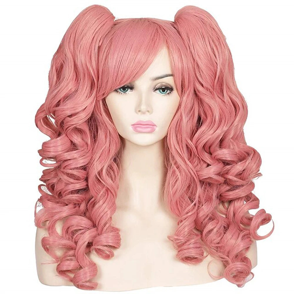 HAIRJOY Women's Long Curly Synthetic Cosplay Wig with 2 Ponytails – Halloween & Party Wig