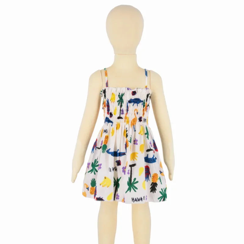 Summer Girls Princess Beach Dress – Strapless Floral Sleeveless Party & Casual Toddler Dress for Ages 1-6 Years