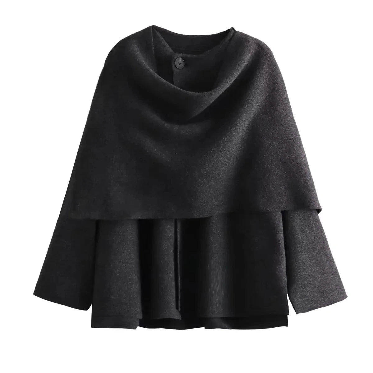 TRAF 2023 Winter Women's Scarf Coat – Long Sleeve, Knitted Asymmetric Jacket, Streetwear Casual Outerwear